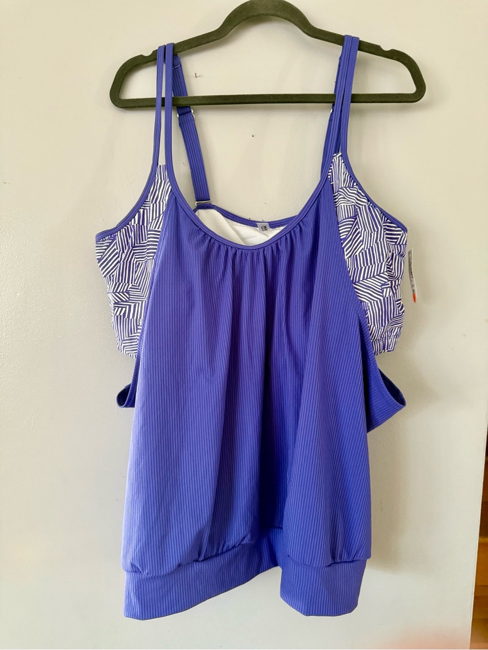 Penningtons Purple & White Tankini Swim Top